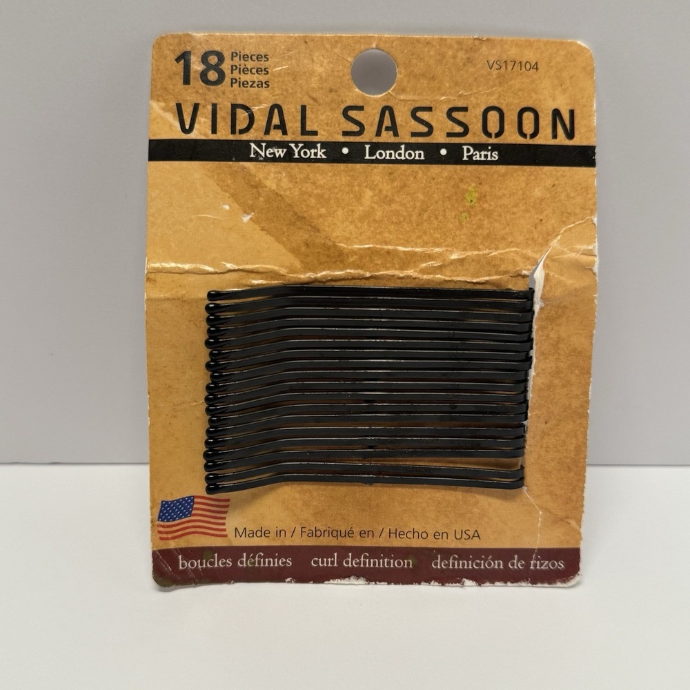 Vintage Vidal Sassoon 18 Large Bobby Pins / Roller Fasteners #17104 USA Made